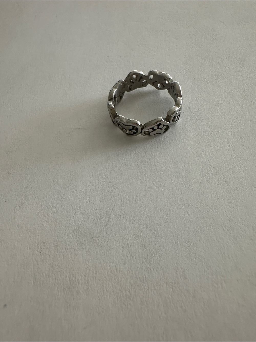 Silver Tone Heart and Paw Band Ring - Women Jewelry Size 7